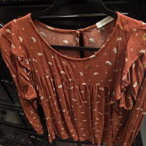 Cotton Blue Women's Rust Floral Blouse